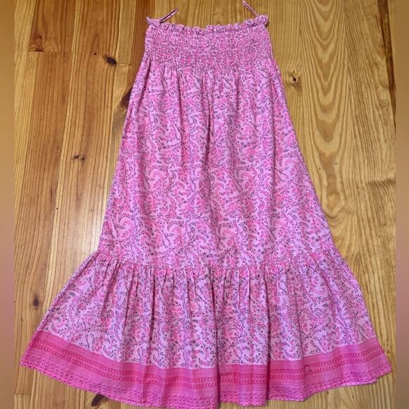 LOLA AUSTRALIA Pink Floral Smocked Sleeveless Midi Dress Women’s Size MED - Picture 12 of 12
